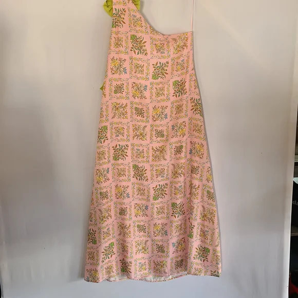 FORE One Shoulder Floral Maxi Dress Pink Bow Accent Size L Spring/Summer - Picture 4 of 8